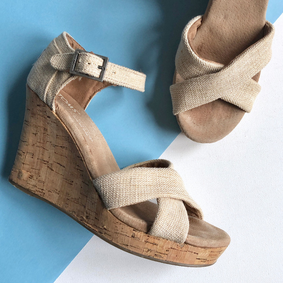 Toms Shoes - Tom's Sienna Cork Wedge Platform Sandals